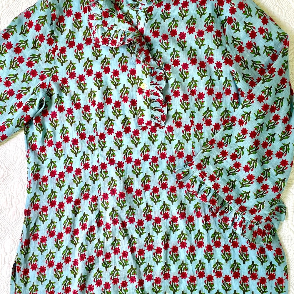 Block print floral tunic by Rungolee